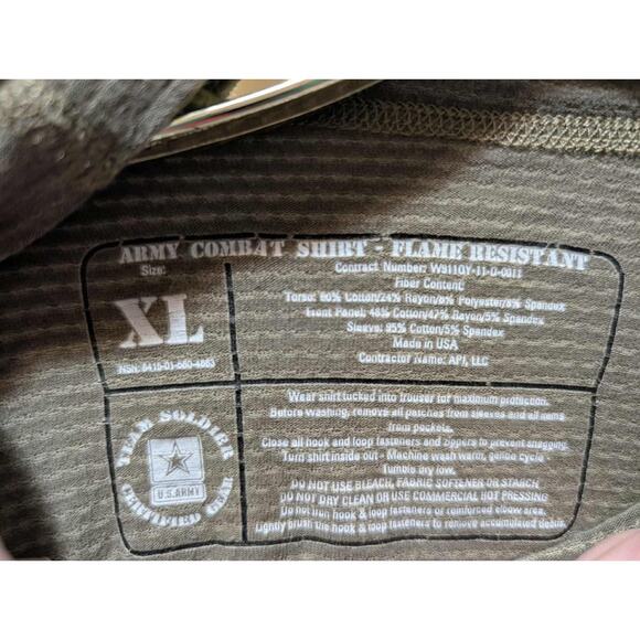Army Combat Shirt Size XL Flame Resistant FR Camo Military Utility Tactical - Picture 5 of 6